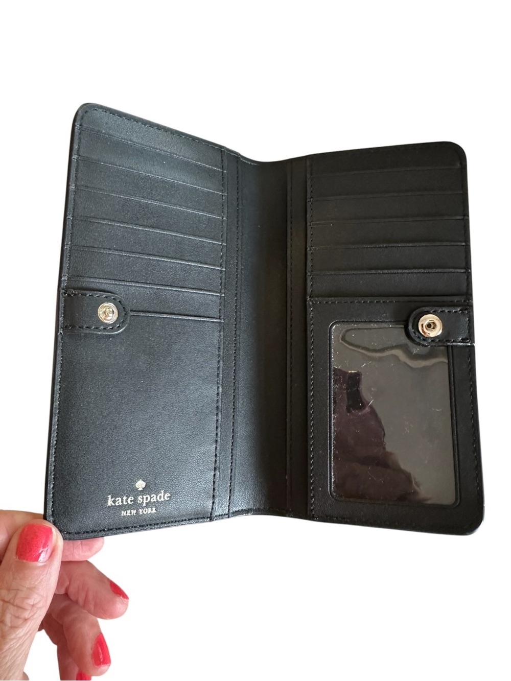 kate spade Black Large Pebbled Leather Wallet - Picture 5 of 10